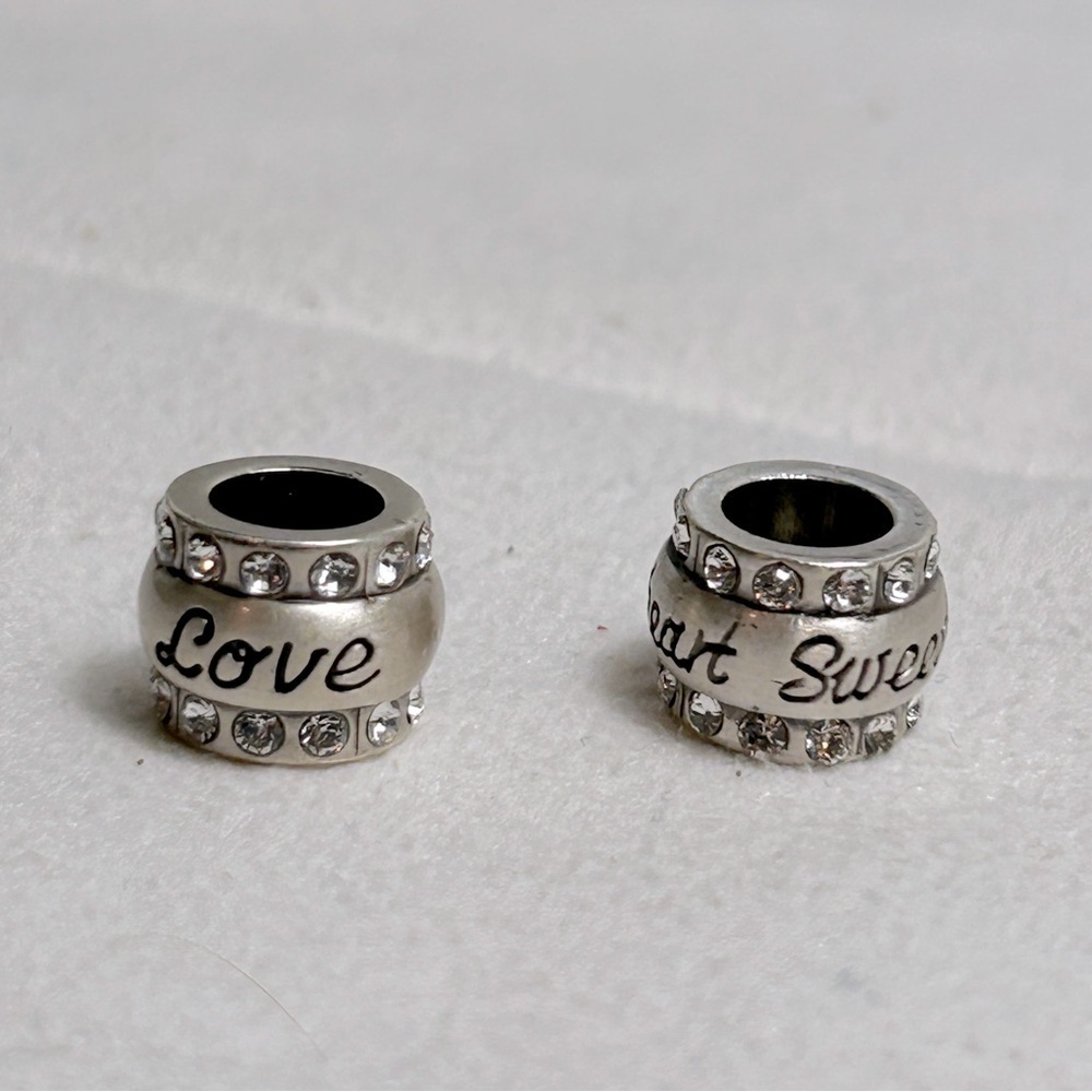 Brighton Love & Sweetheart Beads Brushed Silver Plated Swarovski Crystals 7/16"